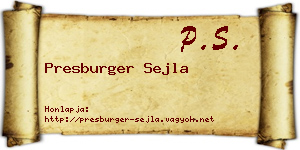 Presburger Sejla névjegykártya